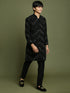 Boy's Black Mirror Work Georgette Kurta And Pyjama Set